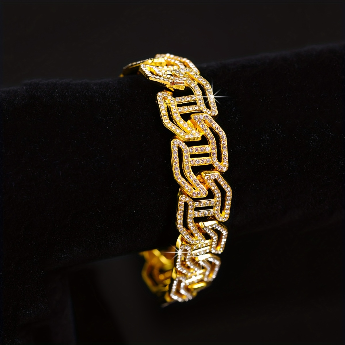Men's Iced-Out Cuban Link Chain Necklace, Durable Zinc Alloy